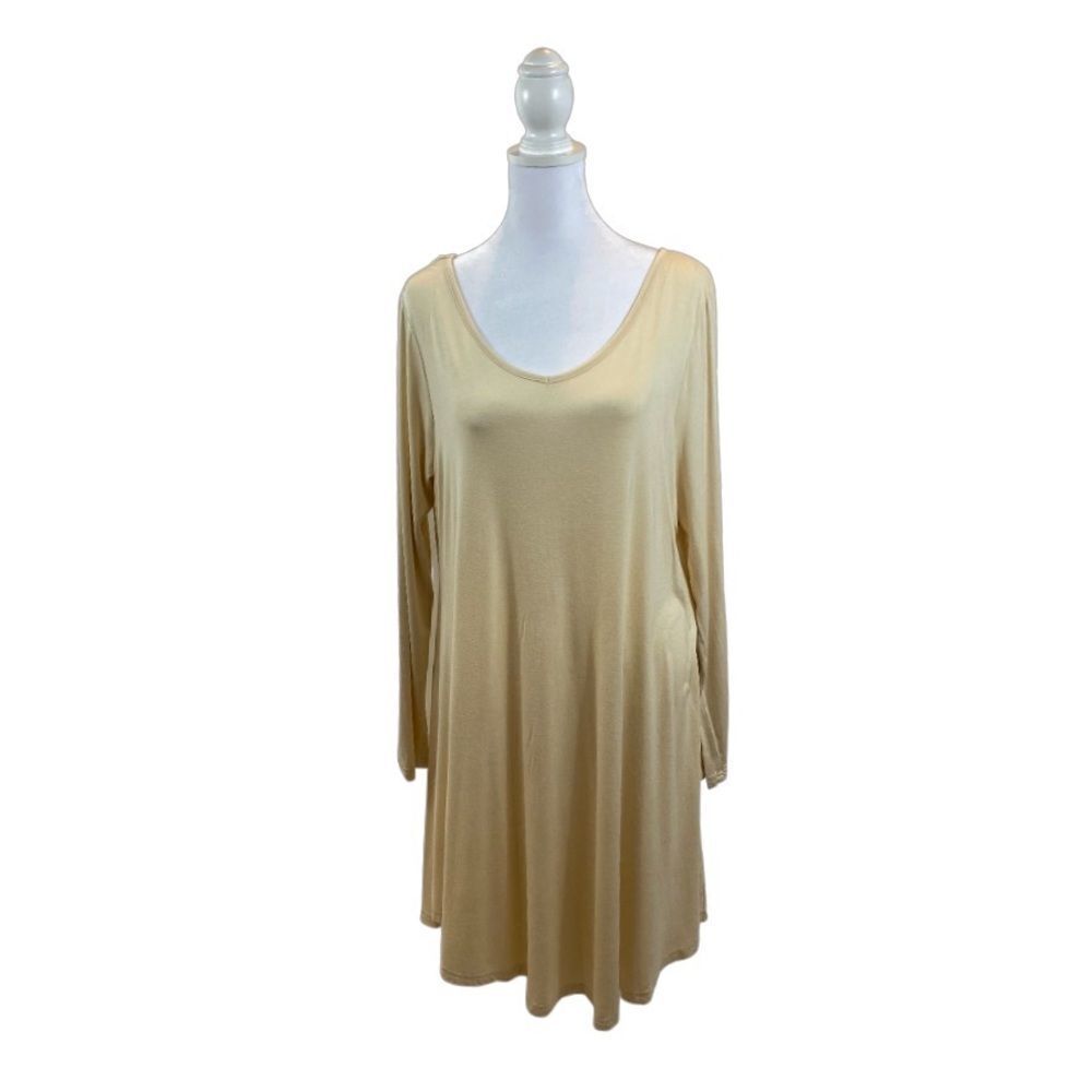 Unbranded Beige Long Sleeved Scoop Neck Tunic‎ Top Size 2X